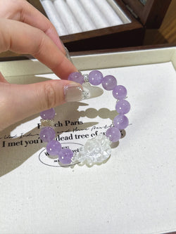 ▫️▪️ Lavender amethyst white crystal fox bracelet