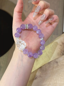 ▫️▪️ Lavender amethyst white crystal fox bracelet