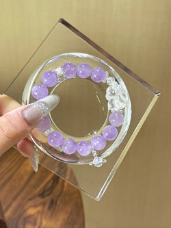 ▫️▪️ Lavender amethyst white crystal fox bracelet