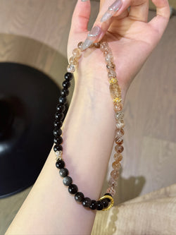 ▫️▪️ Black gold and obsidian double circle bracelet