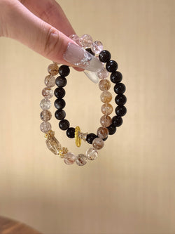 ▫️▪️ Black gold and obsidian double circle bracelet