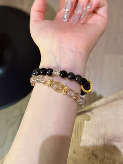 ▫️▪️ Black gold and obsidian double circle bracelet