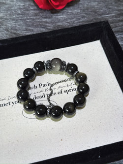 ▫️▪️ Gold obsidian silver obsidian bracelet