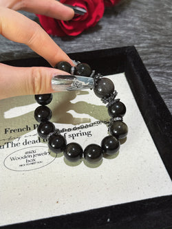 ▫️▪️ Gold obsidian silver obsidian bracelet