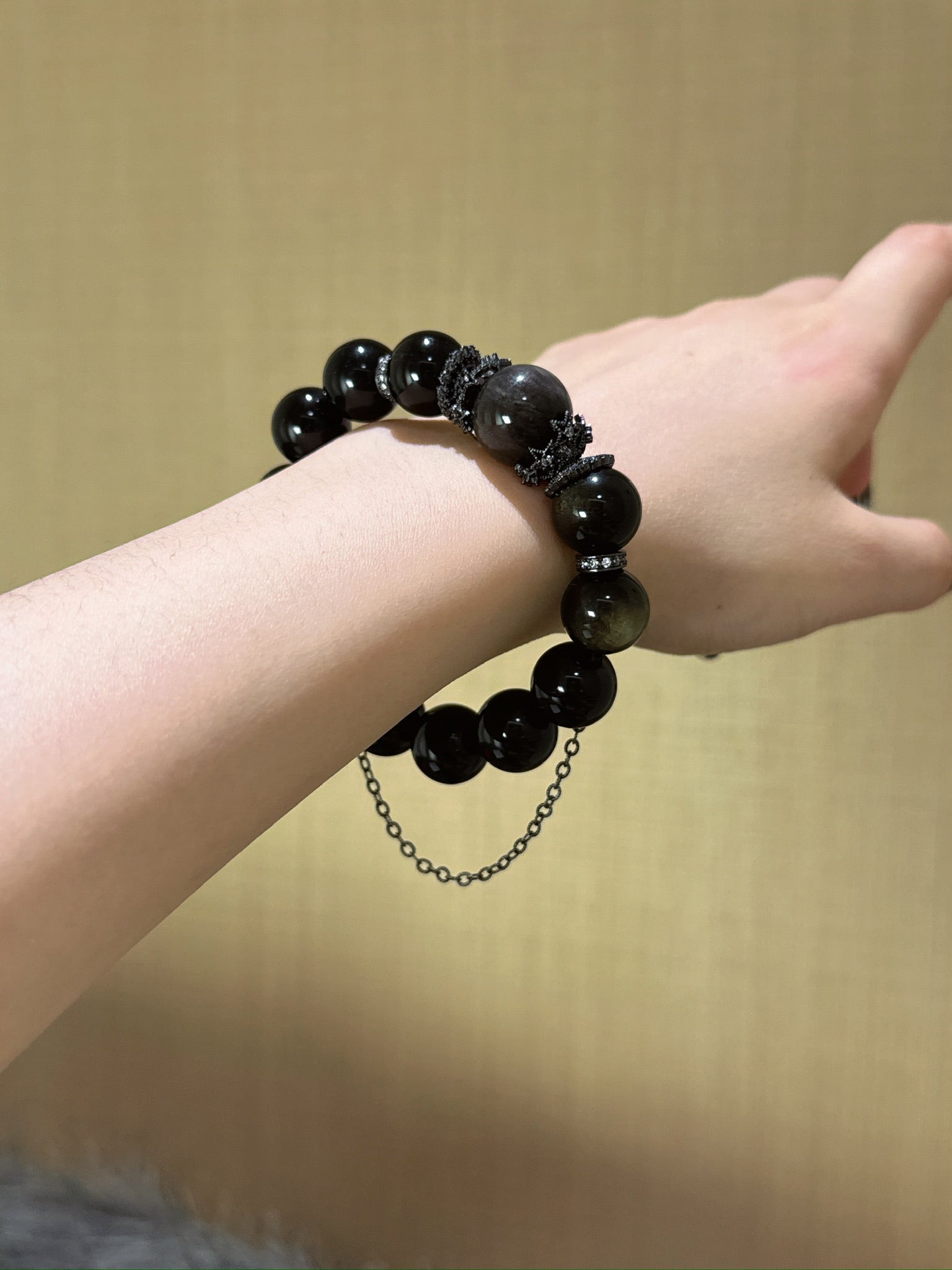▫️▪️ Gold obsidian silver obsidian bracelet