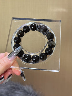 ▫️▪️ Gold obsidian silver obsidian bracelet