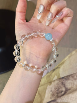 ▫️▪️ White crystal aquamarine bracelet