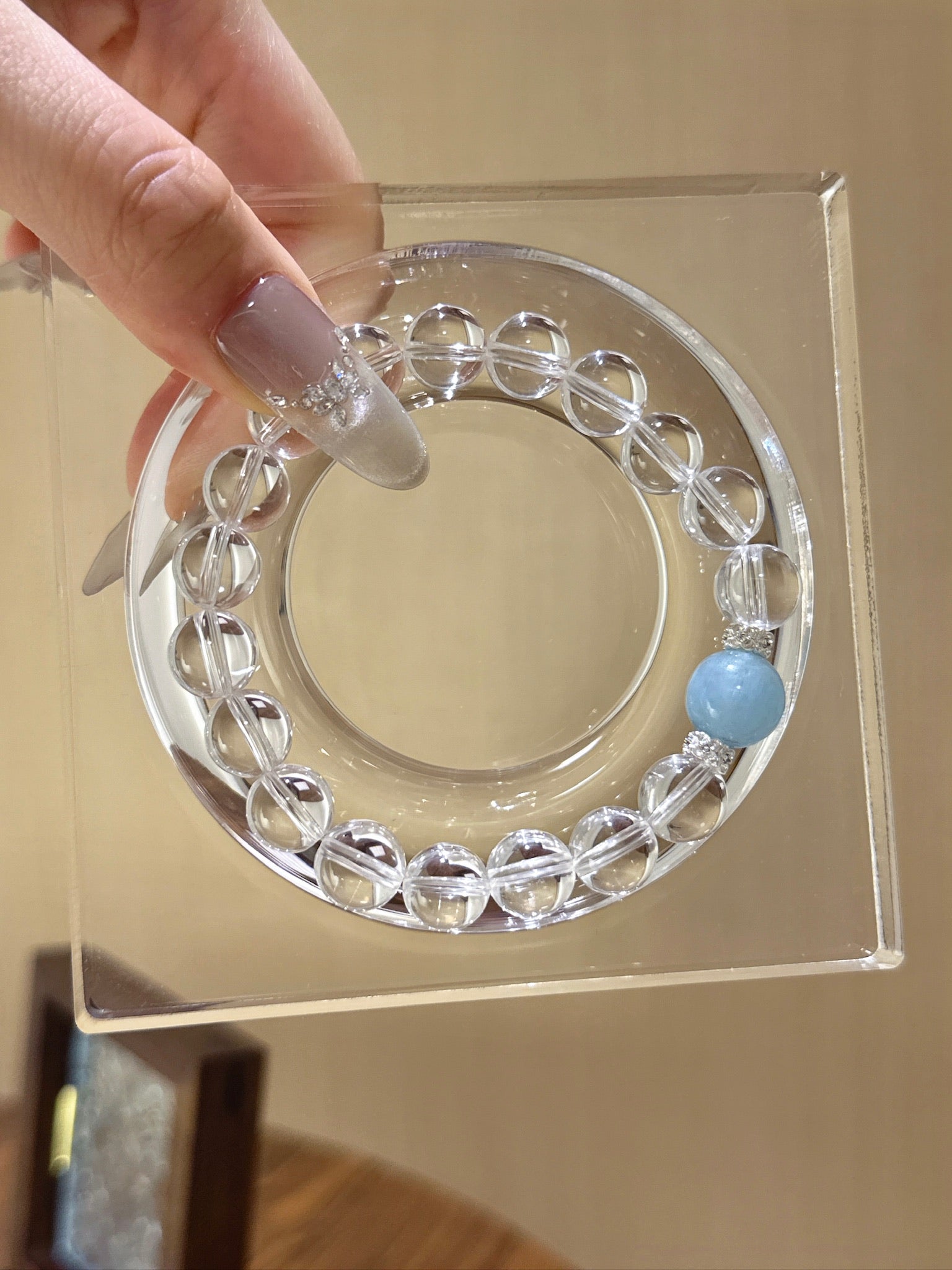 ▫️▪️ White crystal aquamarine bracelet