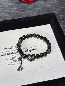 ▫️▪️ Gold obsidian silver obsidian bracelet