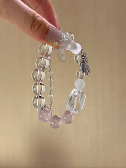 ▫️▪️ Pink crystal white crystal white ghost bracelet