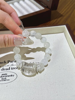 ▫️▪️ White Ghost White Crystal Fox Bracelet
