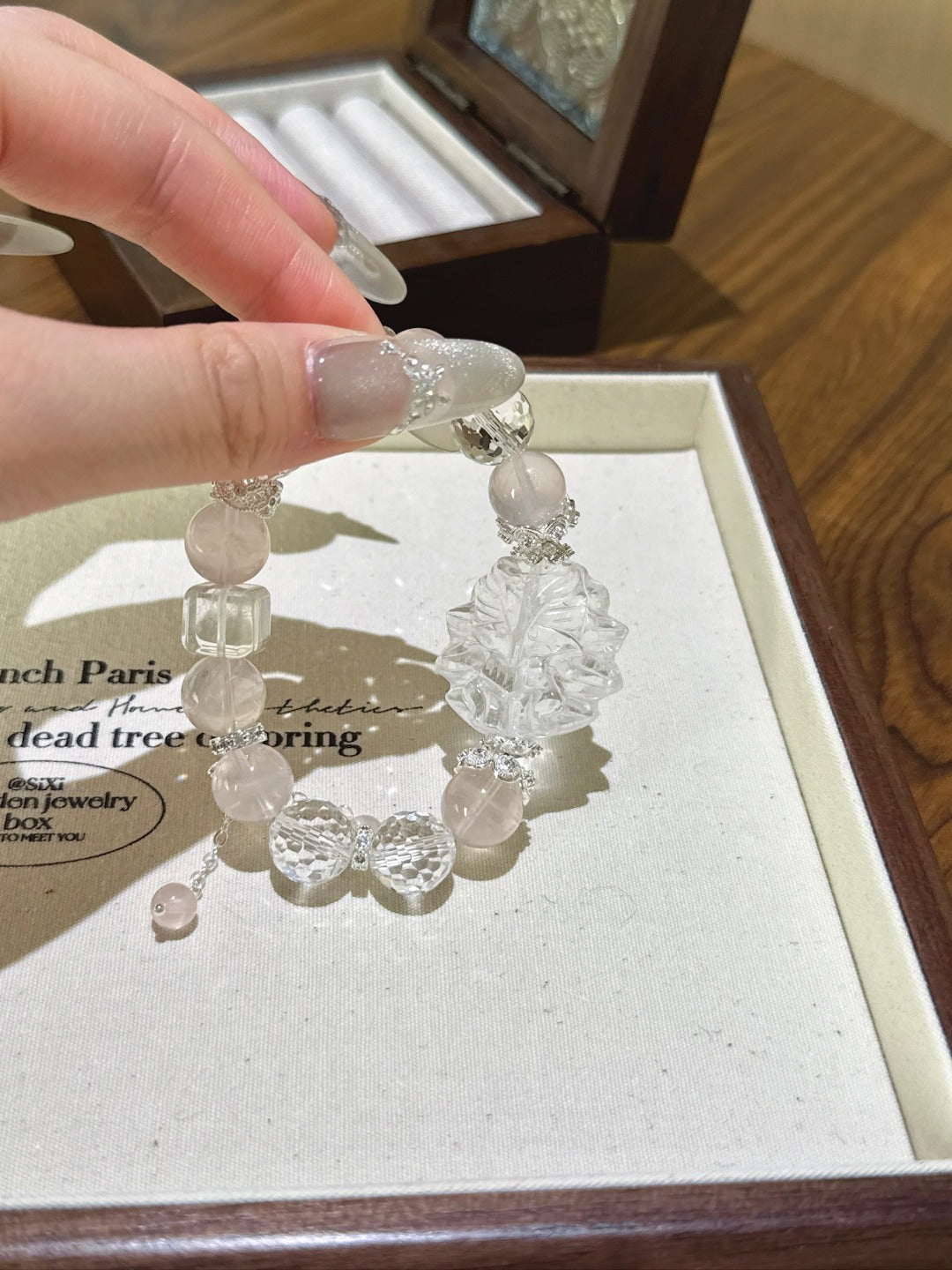 ▫️▪️ Pink crystal white crystal bracelet