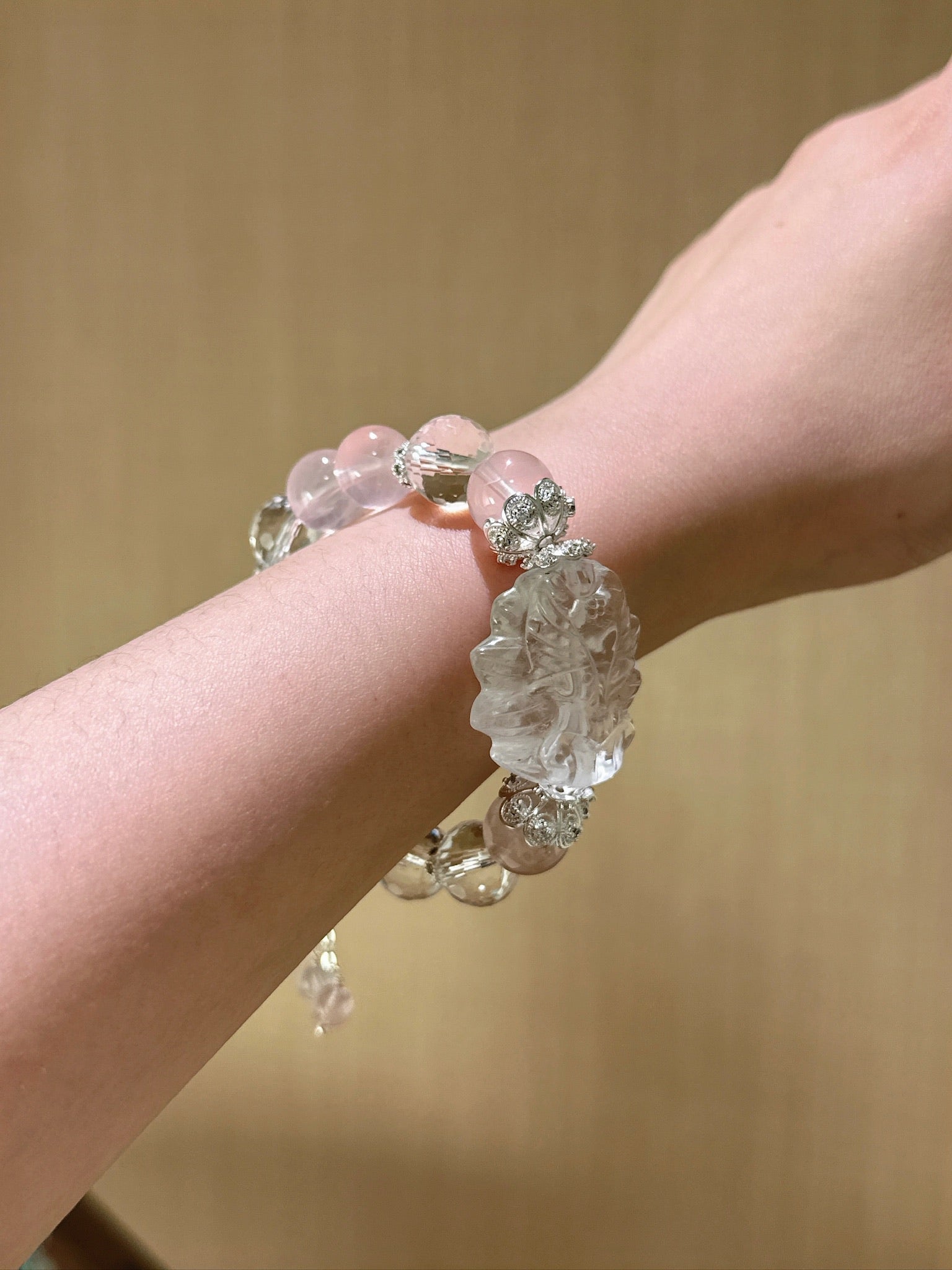 ▫️▪️ Pink crystal white crystal bracelet