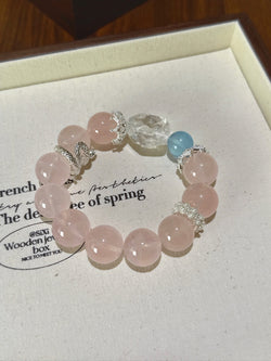 ▫️▪️ Pink crystal white crystal aquamarine bracelet