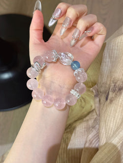 ▫️▪️ Pink crystal white crystal aquamarine bracelet