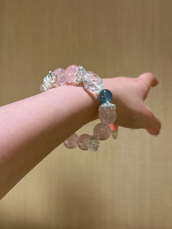 ▫️▪️ Pink crystal white crystal aquamarine bracelet