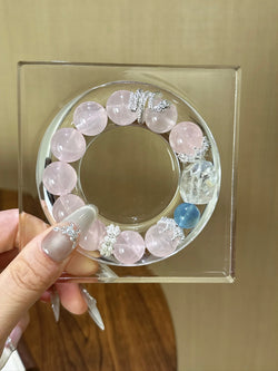 ▫️▪️ Pink crystal white crystal aquamarine bracelet