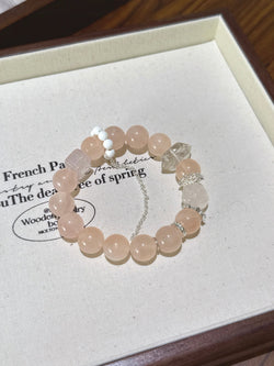 ▫️▪️ White crystal double-pointed pink crystal bracelet