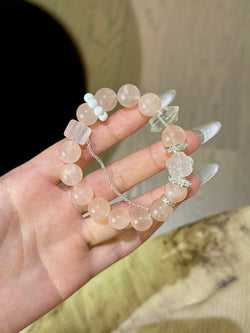 ▫️▪️ White crystal double-pointed pink crystal bracelet