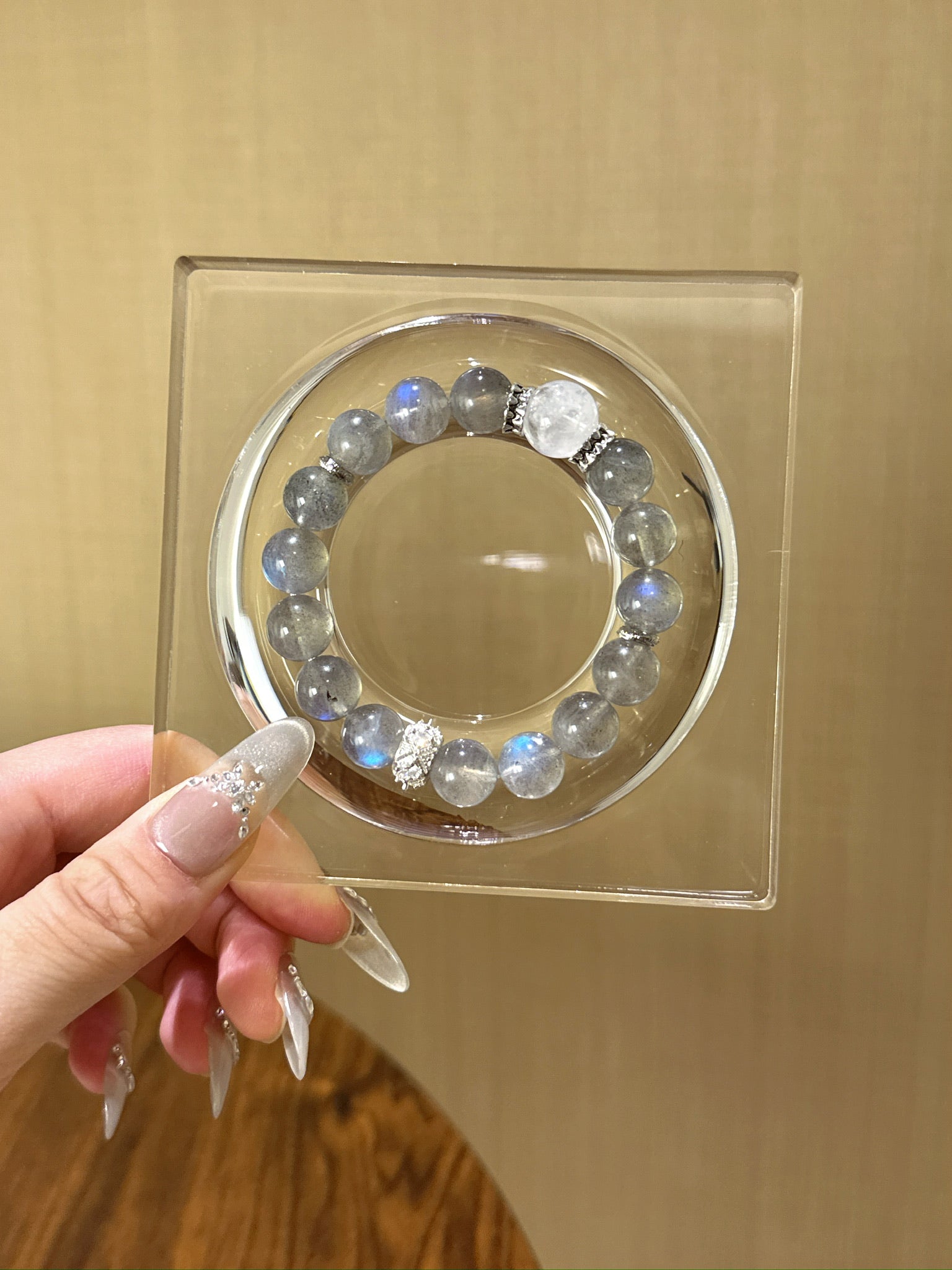 ▫️▪️ Grey moonlight white ghost bracelet