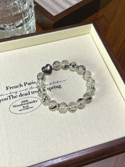 ▫️▪️ Shining-diamond obsidian heart bracelet