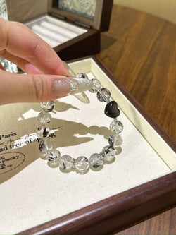 ▫️▪️ Shining-diamond obsidian heart bracelet