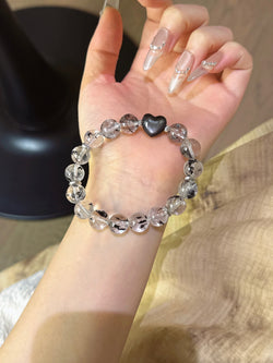 ▫️▪️ Shining-diamond obsidian heart bracelet