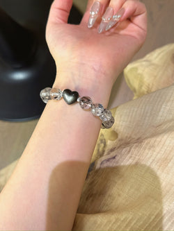 ▫️▪️ Shining-diamond obsidian heart bracelet