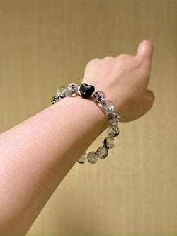 ▫️▪️ Shining-diamond obsidian heart bracelet