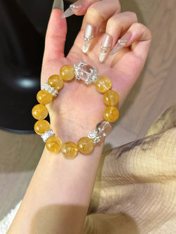 ▫️▪️ Yellow gum flower white crystal bracelet