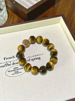▫️▪️ Yellow tiger's eye black gold super bracelet