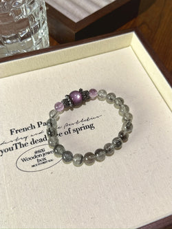 ▫️▪️ Black hair crystal amethytite amethyst bracelet