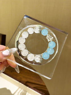 ▫️▪️ Blue chalcedony white ghost white crystal mercaba bracelet