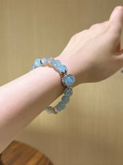 ▫️▪️ Aquamarine Grey Moonlight Box Bracelet