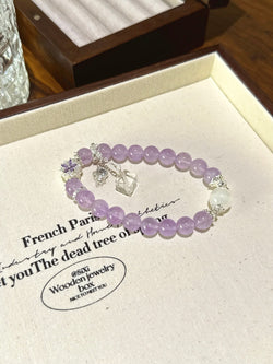 ▫️▪️ Amethyst White Ghost White Crystal Block Bracelet