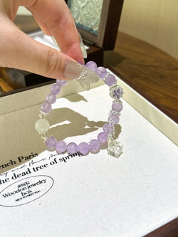 ▫️▪️ Amethyst White Ghost White Crystal Block Bracelet