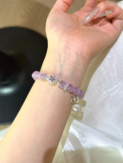 ▫️▪️ Amethyst White Ghost White Crystal Block Bracelet