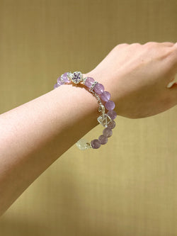 ▫️▪️ Amethyst White Ghost White Crystal Block Bracelet