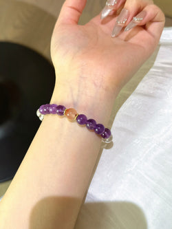 ▫️▪️ Amethyst white crystal red agate bracelet