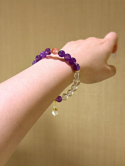 ▫️▪️ Amethyst white crystal red agate bracelet