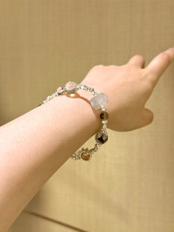 ▫️▪️ Green Ghost Shining Sunstone Double-Pointed Bracelet