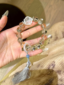 ▫️▪️ Green Ghost White Crystal Rose Bracelet