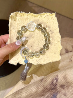 ▫️▪️ Green Ghost White Crystal Rose Bracelet