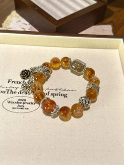 ▫️▪️ Yellow tower crystal red glue flower ghost magic box bracelet