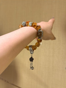 ▫️▪️ Yellow tower crystal red glue flower ghost magic box bracelet