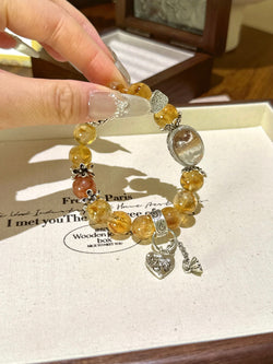 ▫️▪️ Yellow tower crystal red glue flower ghost magic box bracelet