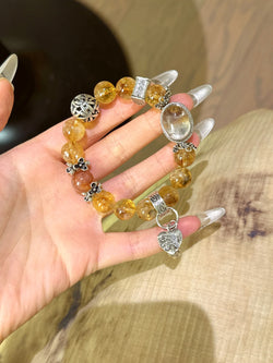 ▫️▪️ Yellow tower crystal red glue flower ghost magic box bracelet
