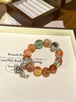 ▫️▪️ Red gum flower fluorite color ghost magic box bracelet