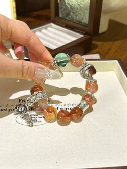 ▫️▪️ Red gum flower fluorite color ghost magic box bracelet