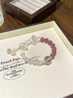 ▫️▪️ Pink quartz white water double-pointed bracelet